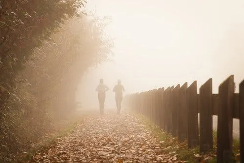 Client and sober companion on jog